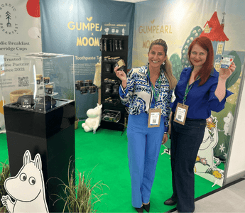 Gumpearl på WTCE-mässan i Hamburg. Tandkrämstabletter för resebranschen.